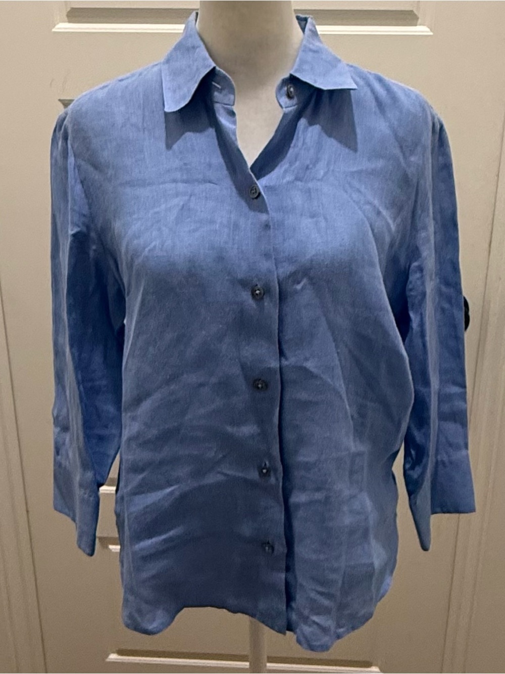 Vintage Linda Allard Ellen Tracy. 90’s Linen Chambray Button Down. Size 10P.